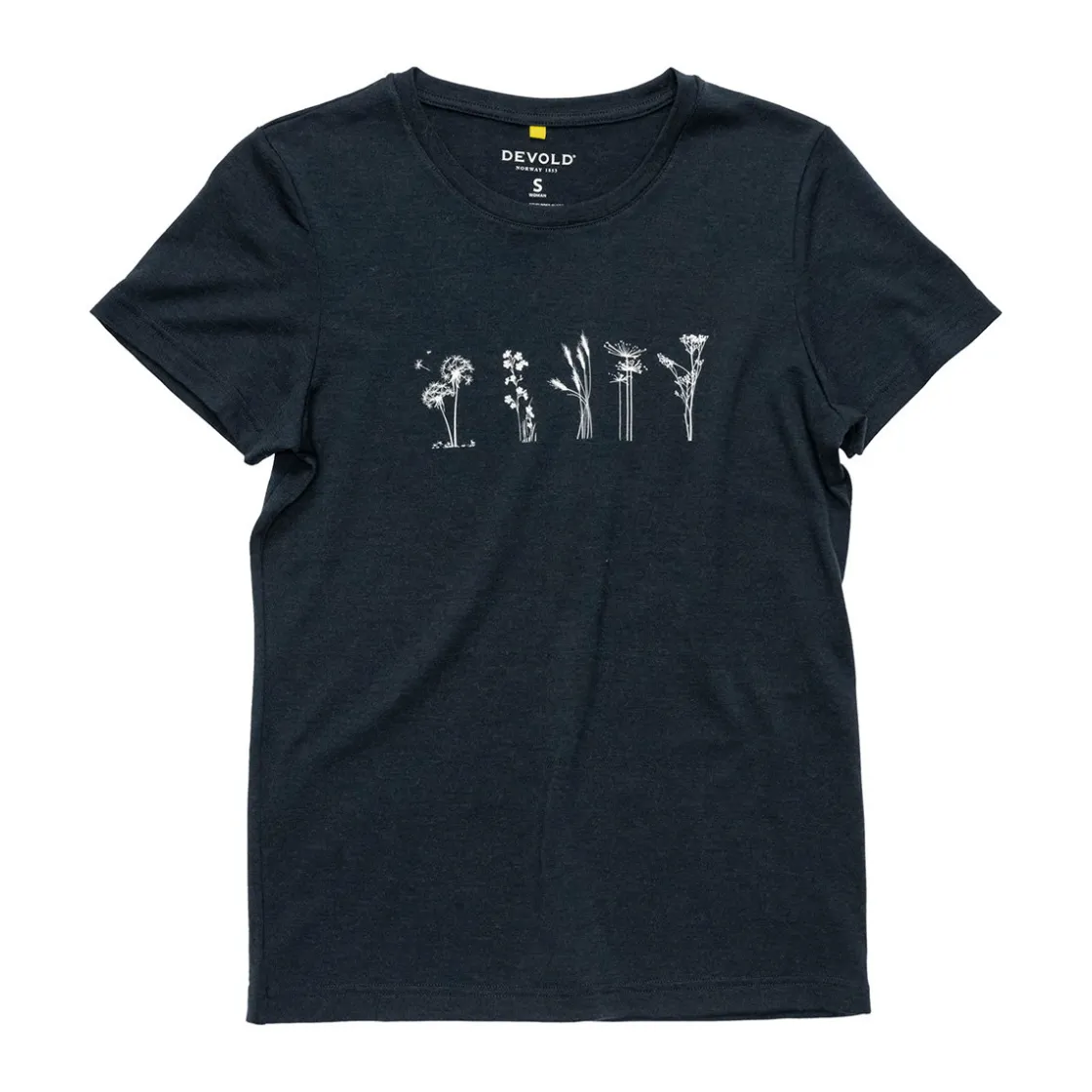 DEVOLD Classic Merino 150 Flowers T-shirt, dame (Ink) Clearance